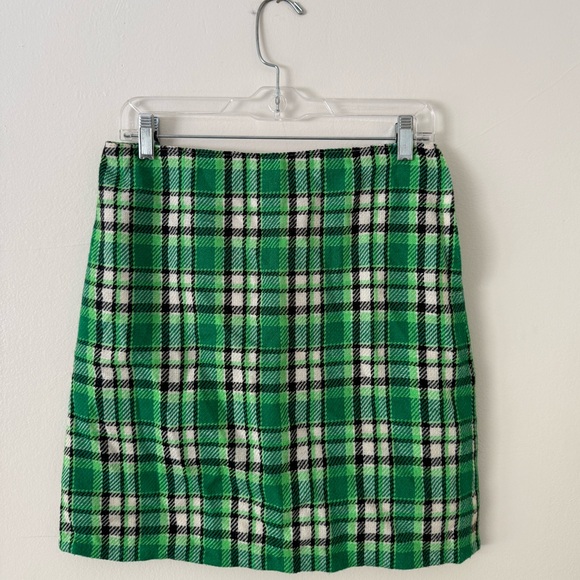 Vintage Dresses & Skirts - Vintage Retro Green Tartan Plaid Women's Wool Skirt Handmade - Size Small (4/6)
